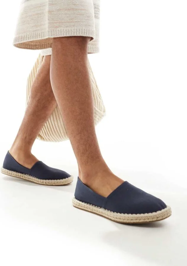 ASOS DESIGN slip on espadrilles in navy canvas