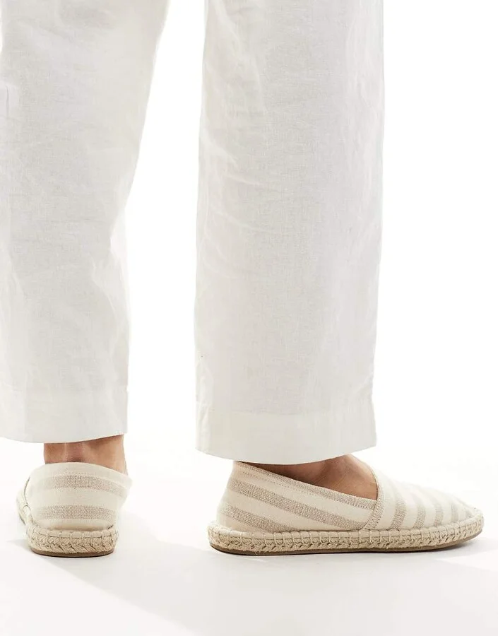 ASOS DESIGN slip on espadrilles in stone canvas stripe - Image 4