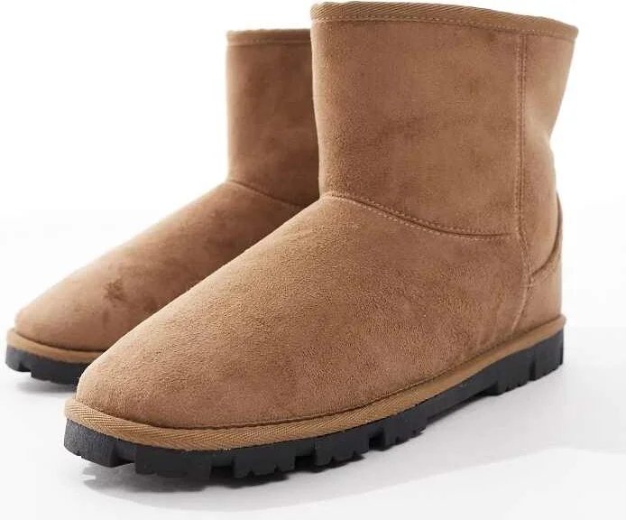 ASOS DESIGN slipper boots in tan faux suede - Image 2