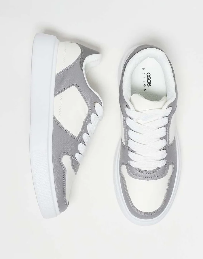 ASOS DESIGN sneakers in gray and white - Image 4