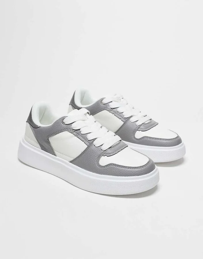 ASOS DESIGN sneakers in gray and white
