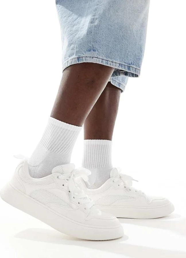 ASOS DESIGN sneakers in white with mesh panels