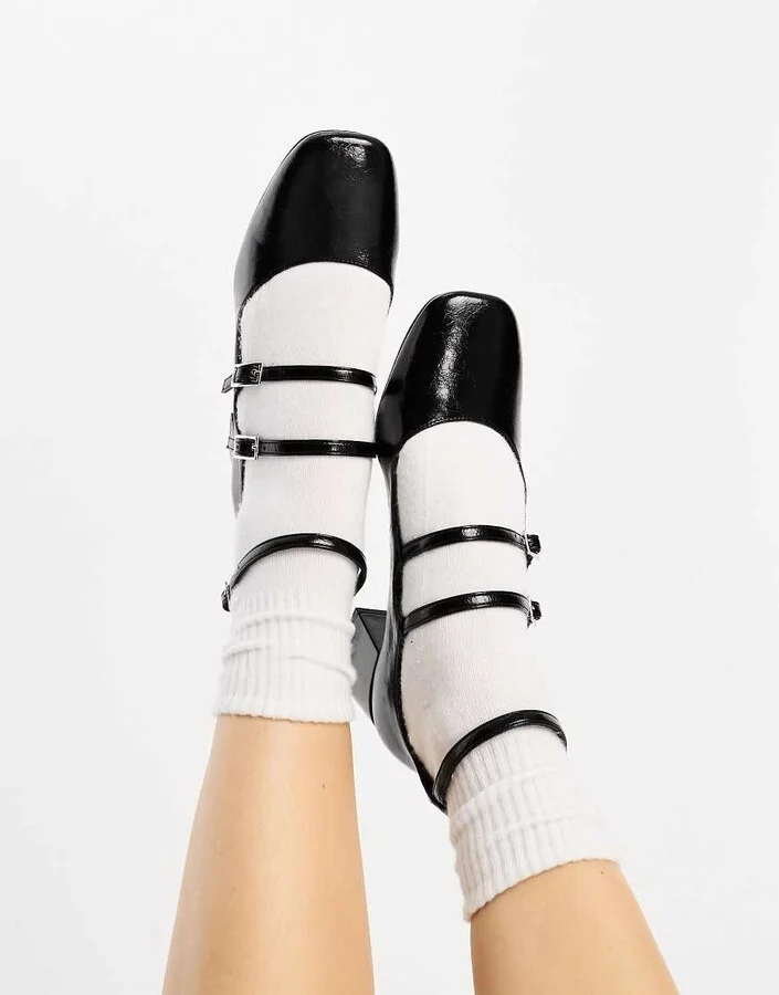 ASOS DESIGN Socco mid block heeled mary jane shoes in black - Image 3