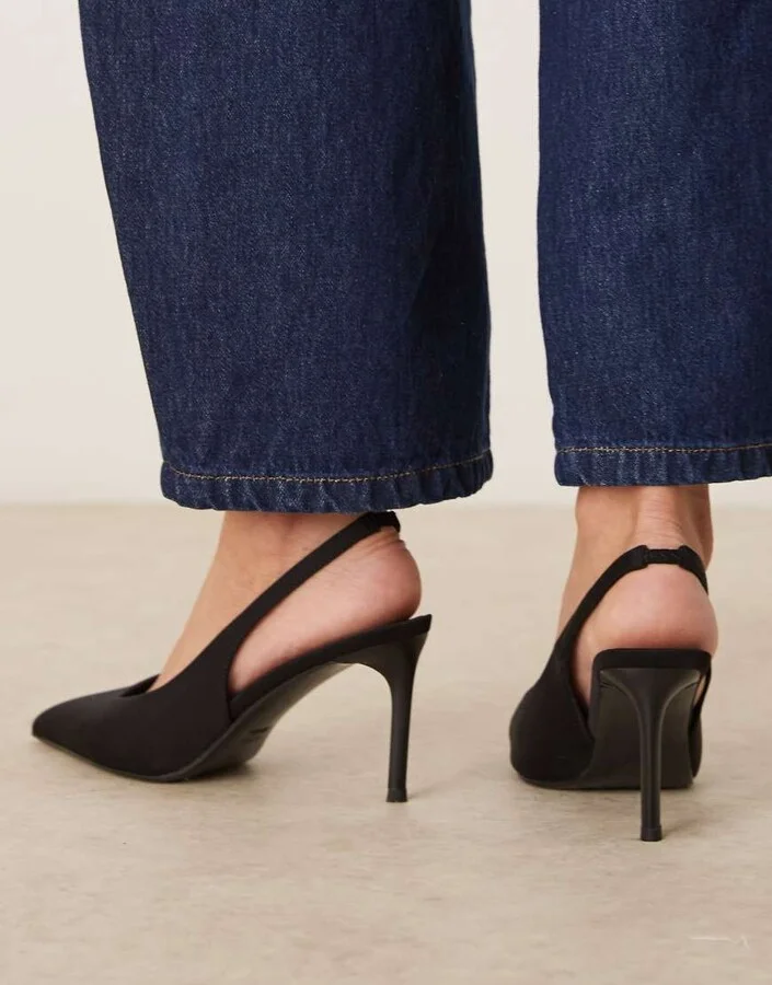 ASOS DESIGN Spicy slingback stiletto mid heeled shoes in black - Image 3