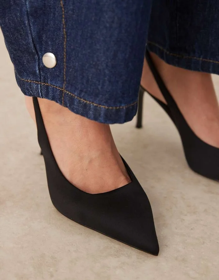 ASOS DESIGN Spicy slingback stiletto mid heeled shoes in black - Image 4