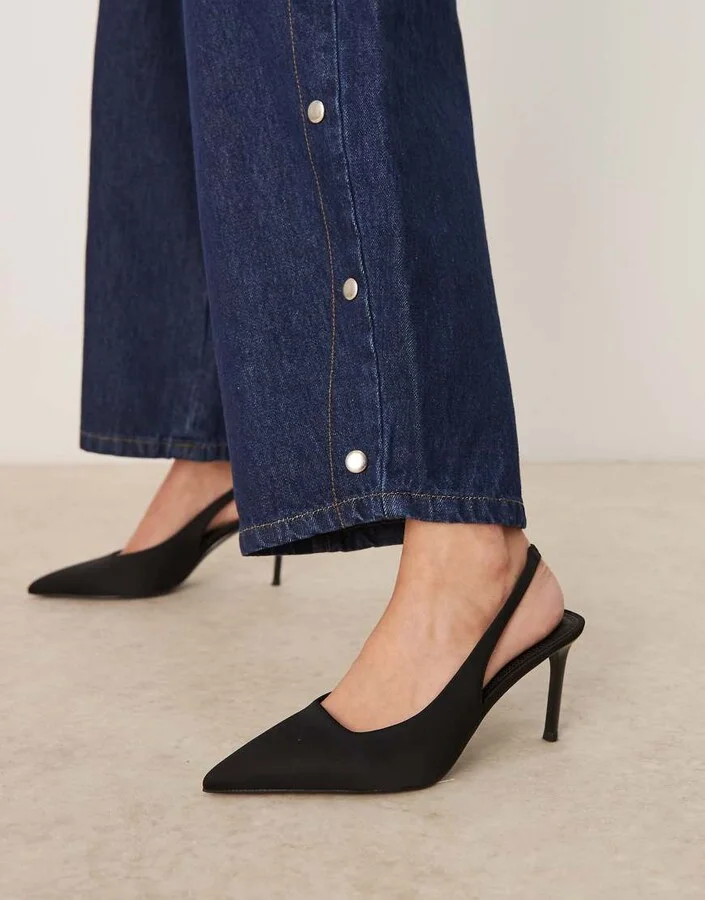 ASOS DESIGN Spicy slingback stiletto mid heeled shoes in black