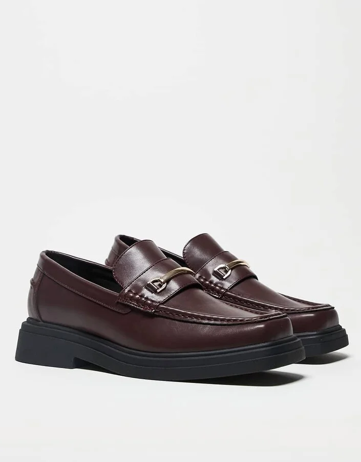 ASOS DESIGN square toe loafers in burgundy - Image 3