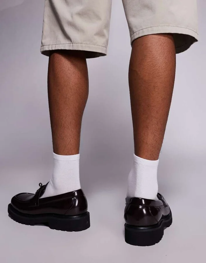 ASOS DESIGN square toe loafers in burgundy - Image 4