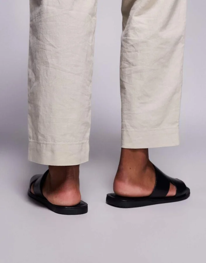 ASOS DESIGN strap sandals in black leather - Image 4