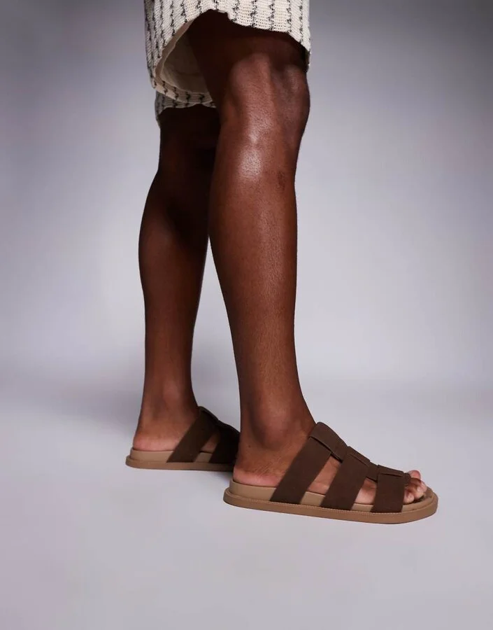ASOS DESIGN strap sandals in brown