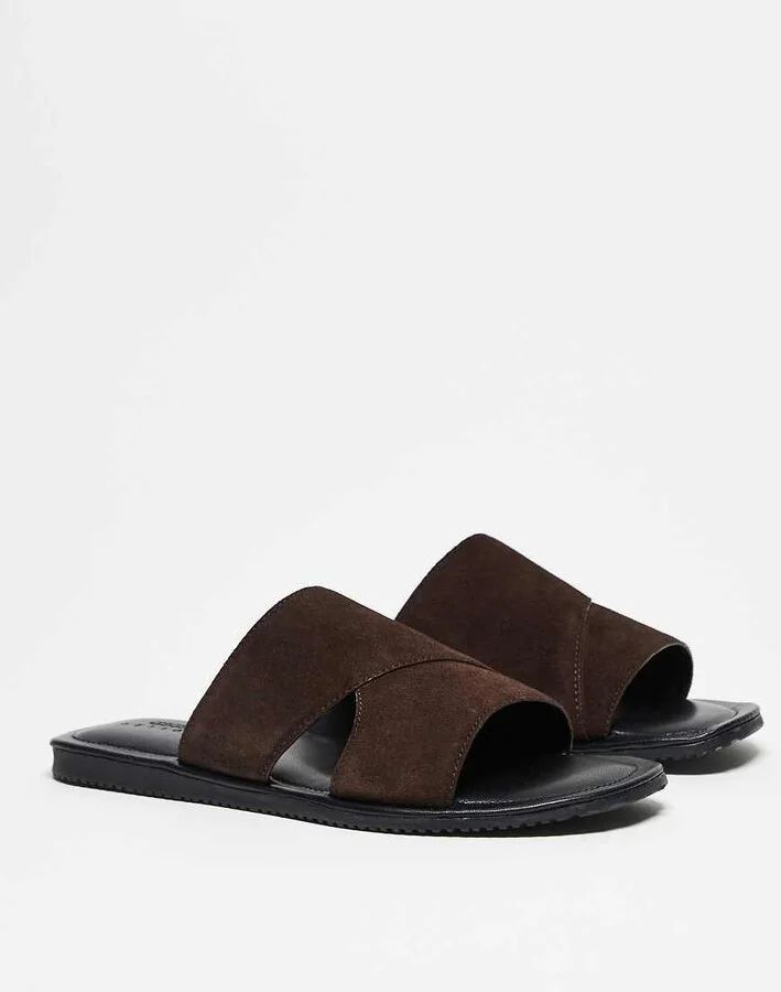 ASOS DESIGN strap sandals in brown suede - Image 3