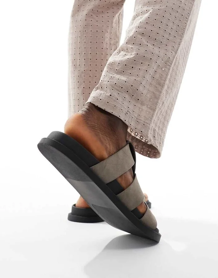 ASOS DESIGN strap sandals in gray - Image 2