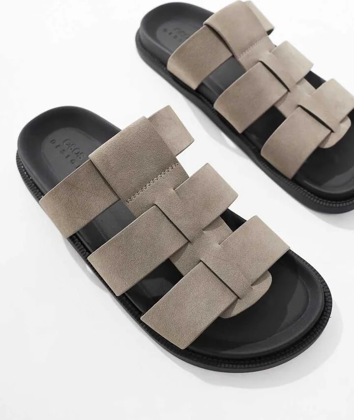 ASOS DESIGN strap sandals in gray - Image 3