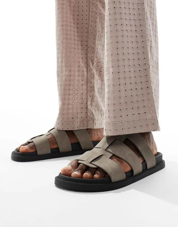 ASOS DESIGN strap sandals in gray - Image 4