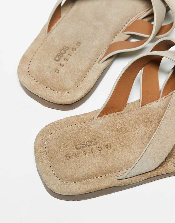 ASOS DESIGN strappy sandals in stone suede - Image 2