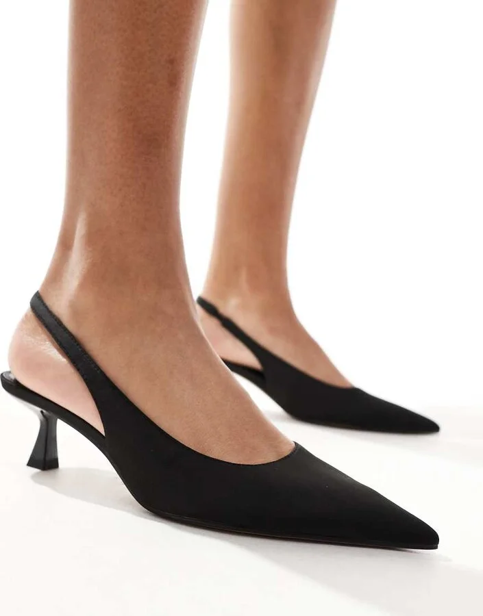 ASOS DESIGN Stroll slingback mid heeled shoes in black - Image 2