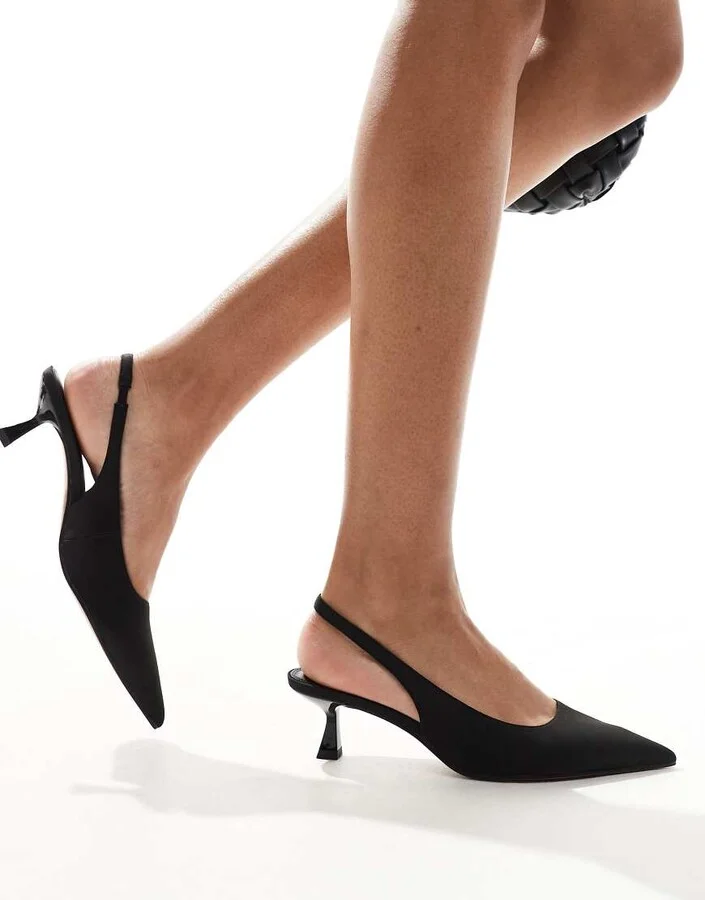 ASOS DESIGN Stroll slingback mid heeled shoes in black - Image 4