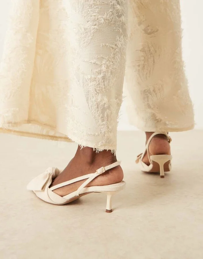 ASOS DESIGN Sunshine kitten heel slingback shoes in natural - Image 3