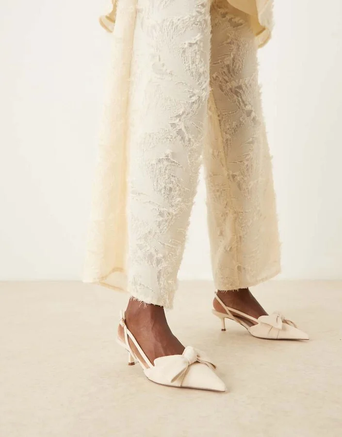 ASOS DESIGN Sunshine kitten heel slingback shoes in natural - Image 4