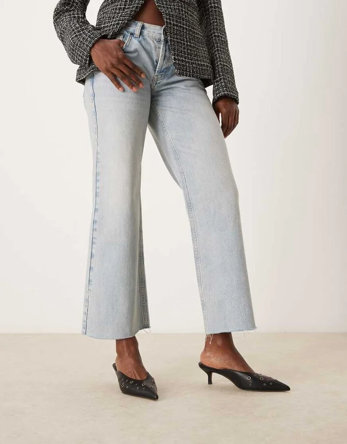 ASOS DESIGN Surprise eyelet detail kitten heeled mules in black - Image 4