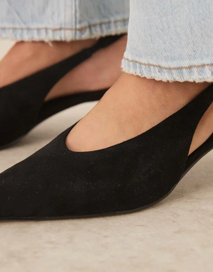 ASOS DESIGN Sydney slingback kitten heel shoes in black - Image 4