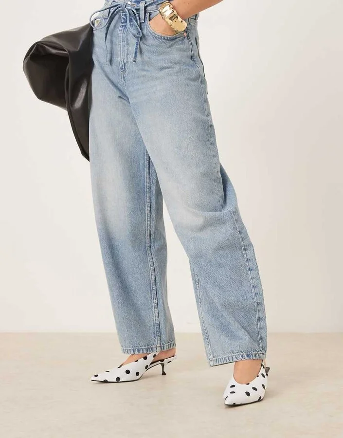 ASOS DESIGN Sydney slingback kitten heel shoes in polka dots - Image 4