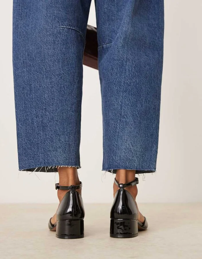 ASOS DESIGN Syrup mid block heeled shoes in black patent - Image 3
