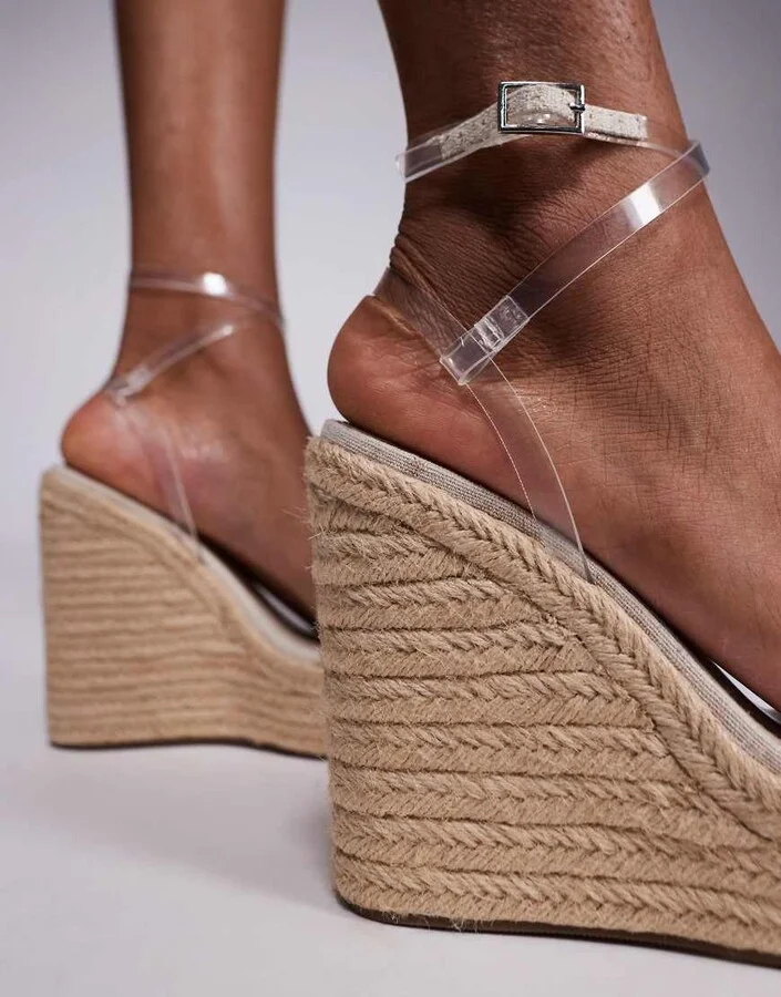 ASOS DESIGN Tamika espadrille wedges in clear - Image 4