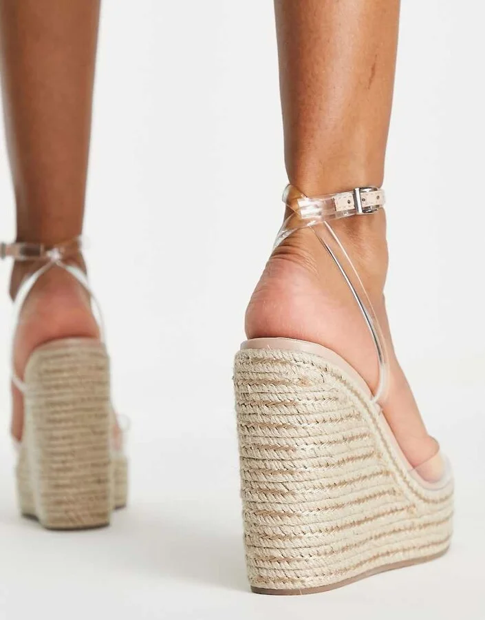 ASOS DESIGN Tasha espadrille wedges in clear - Image 2