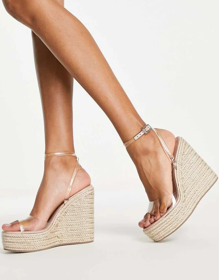 ASOS DESIGN Tasha espadrille wedges in clear - Image 3
