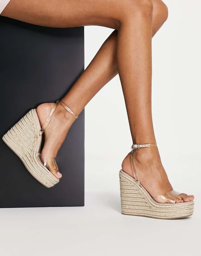 ASOS DESIGN Tasha espadrille wedges in clear - Image 4