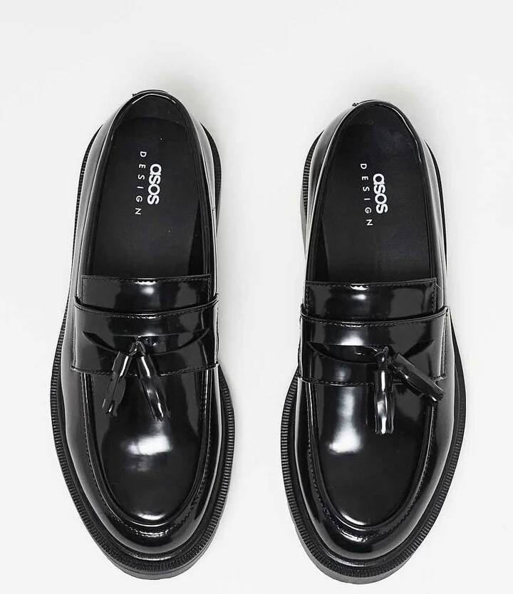 ASOS DESIGN tassel loafers in black faux leather - Image 3