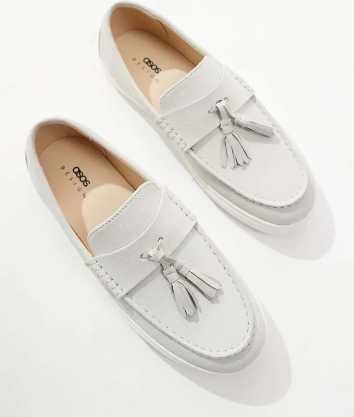 ASOS DESIGN tassle cupsole loafers in gray - Image 2
