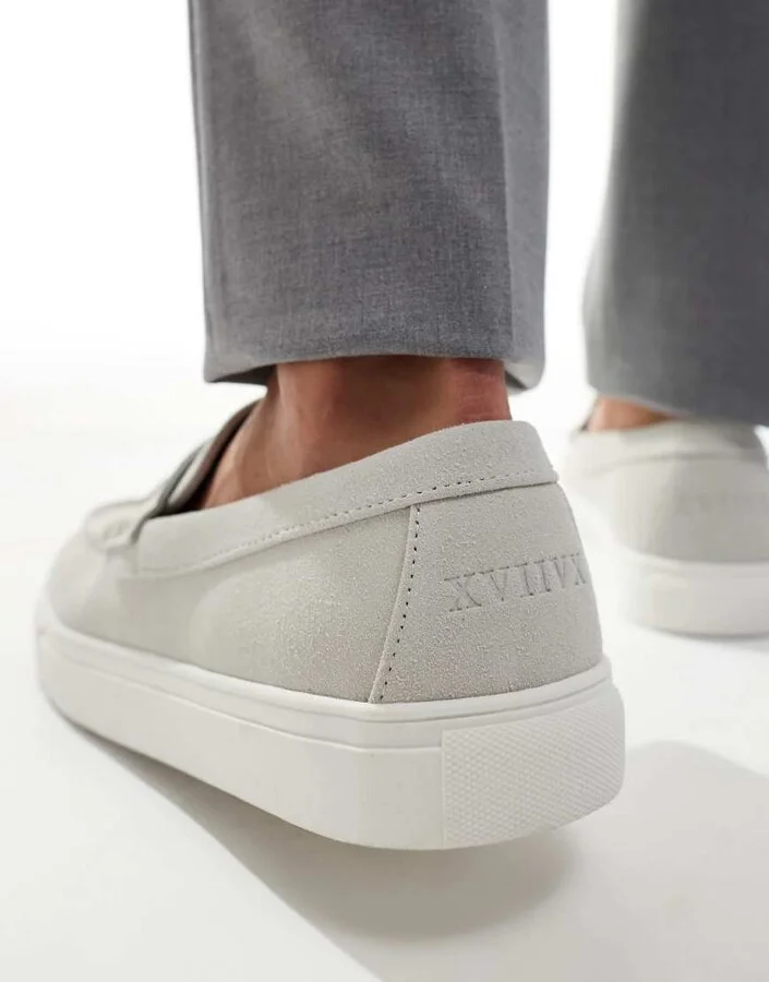 ASOS DESIGN tassle cupsole loafers in gray - Image 4