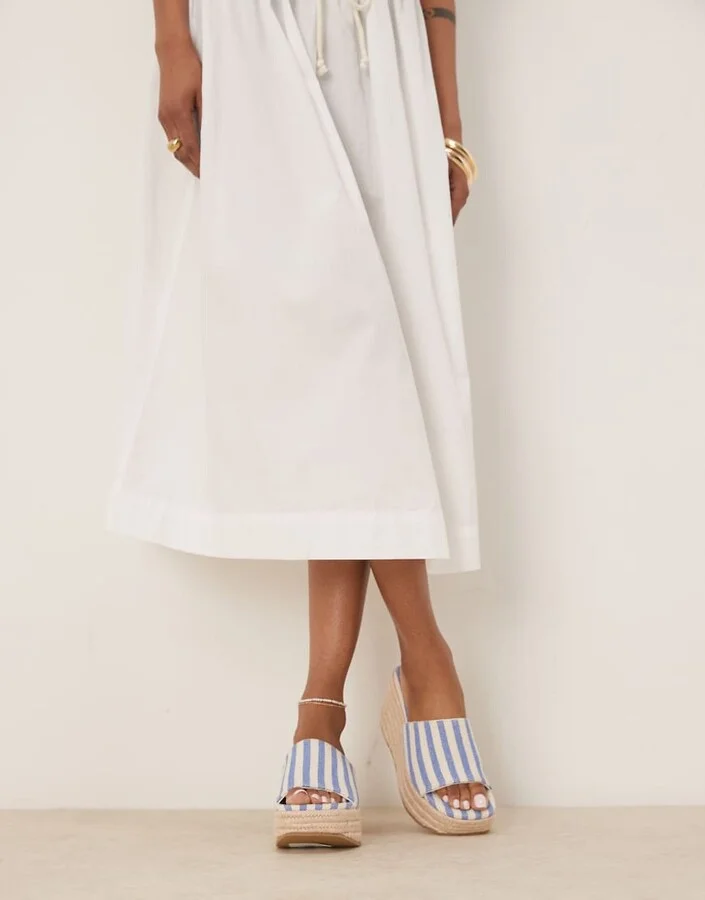 ASOS DESIGN Tess mule wedges in stripes - Image 2