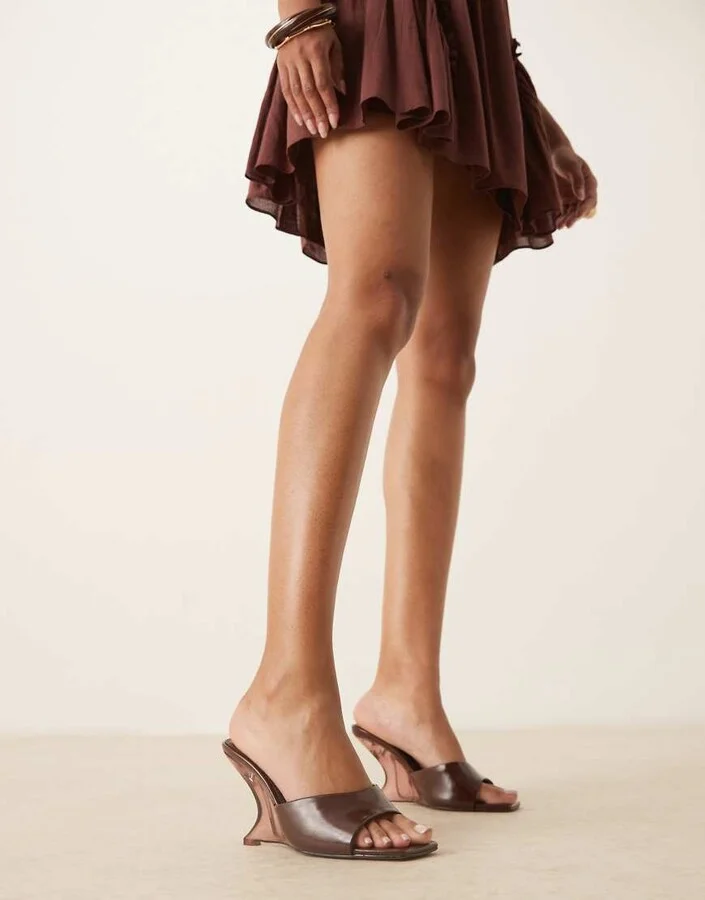 ASOS DESIGN Tilly mule wedges in chocolate - Image 3