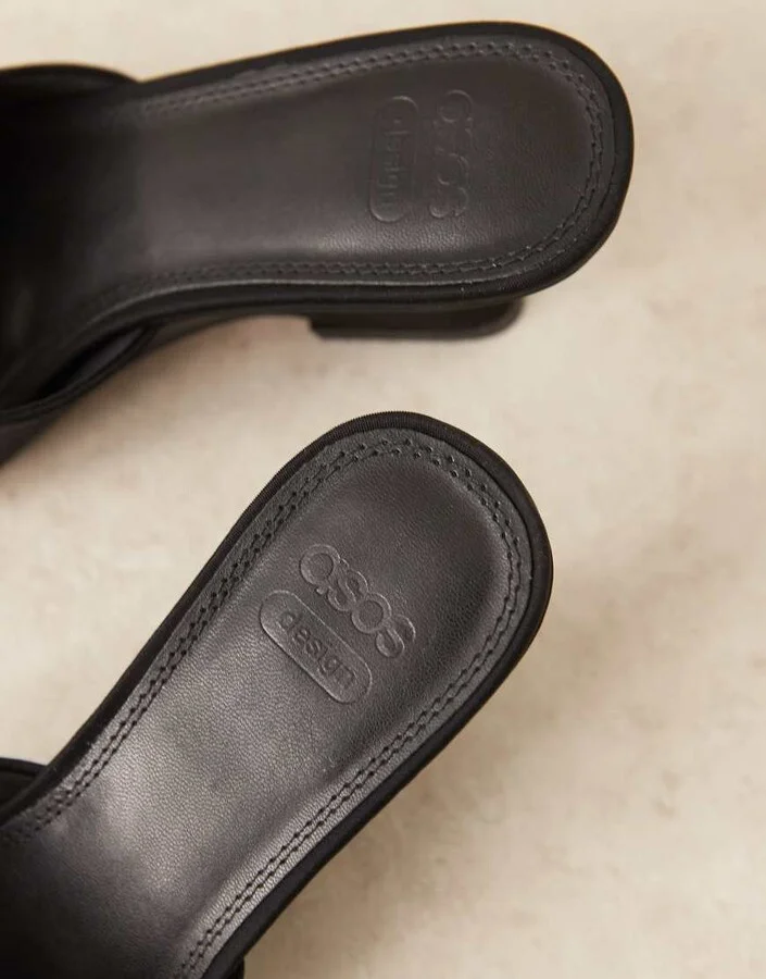 ASOS DESIGN Trifle mule wedges in black - Image 3