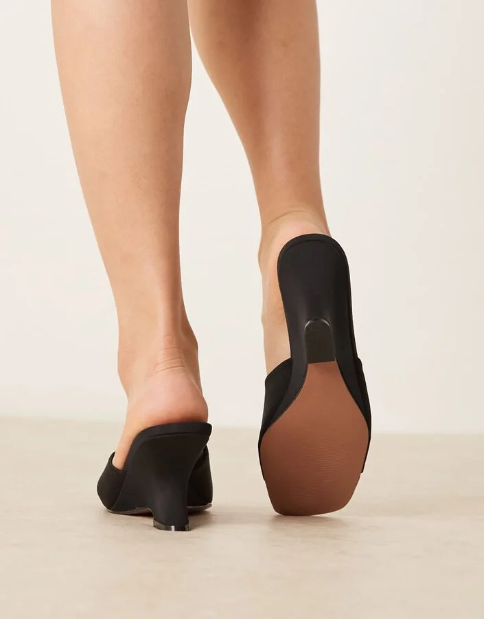 ASOS DESIGN Trifle mule wedges in black - Image 4