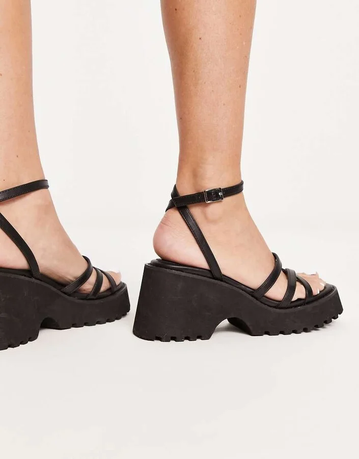 ASOS DESIGN Trippy chunky cleated sandals in black - Image 2