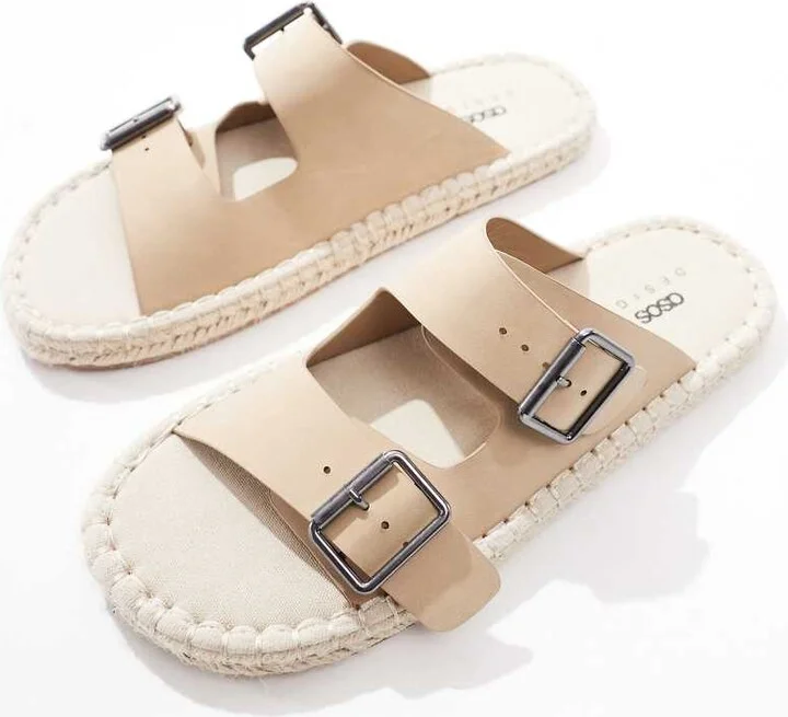 ASOS DESIGN two-strap sandal espadrilles in stone - Image 2