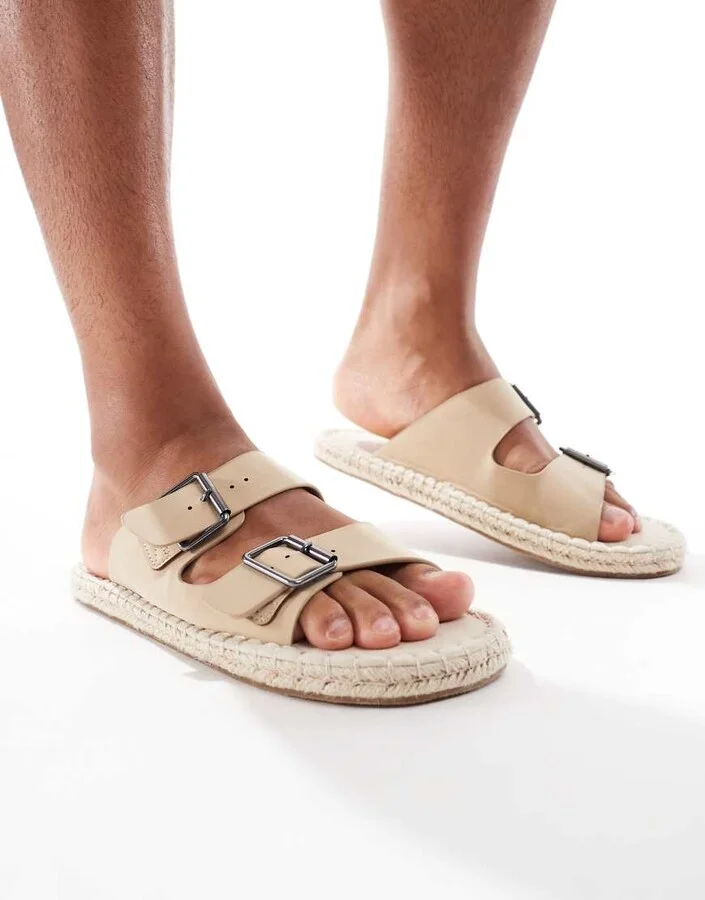 ASOS DESIGN two-strap sandal espadrilles in stone
