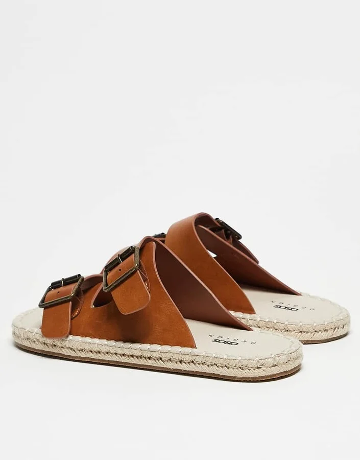 ASOS DESIGN two strap sandal espadrilles in tan - Image 3