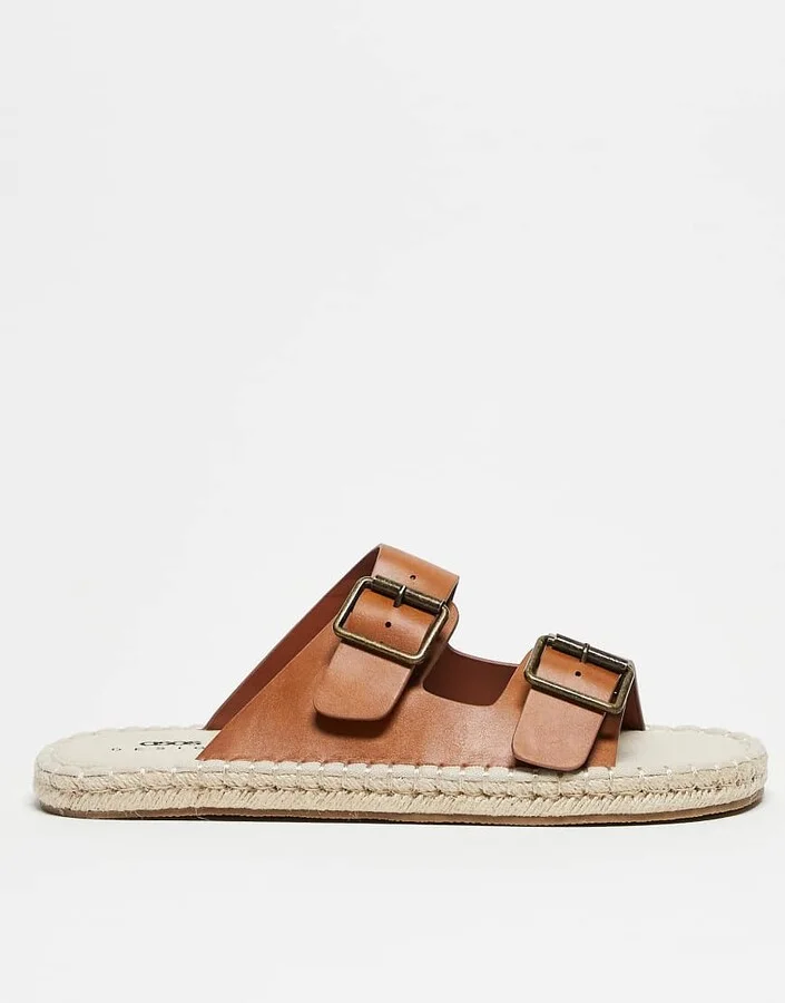 ASOS DESIGN two strap sandal espadrilles in tan - Image 4