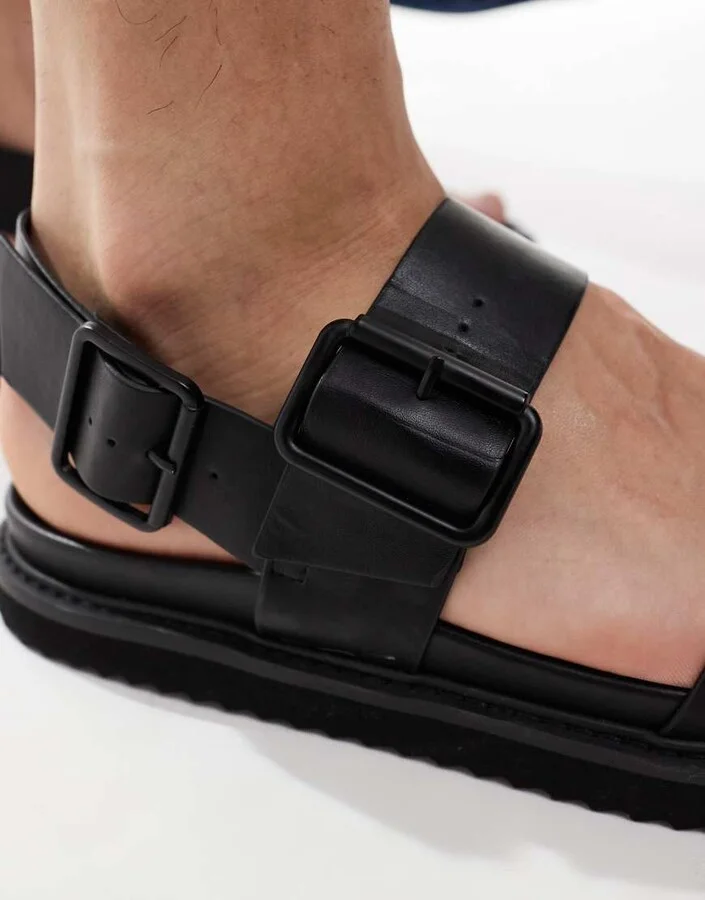 ASOS DESIGN two strap sandals in black - Image 2