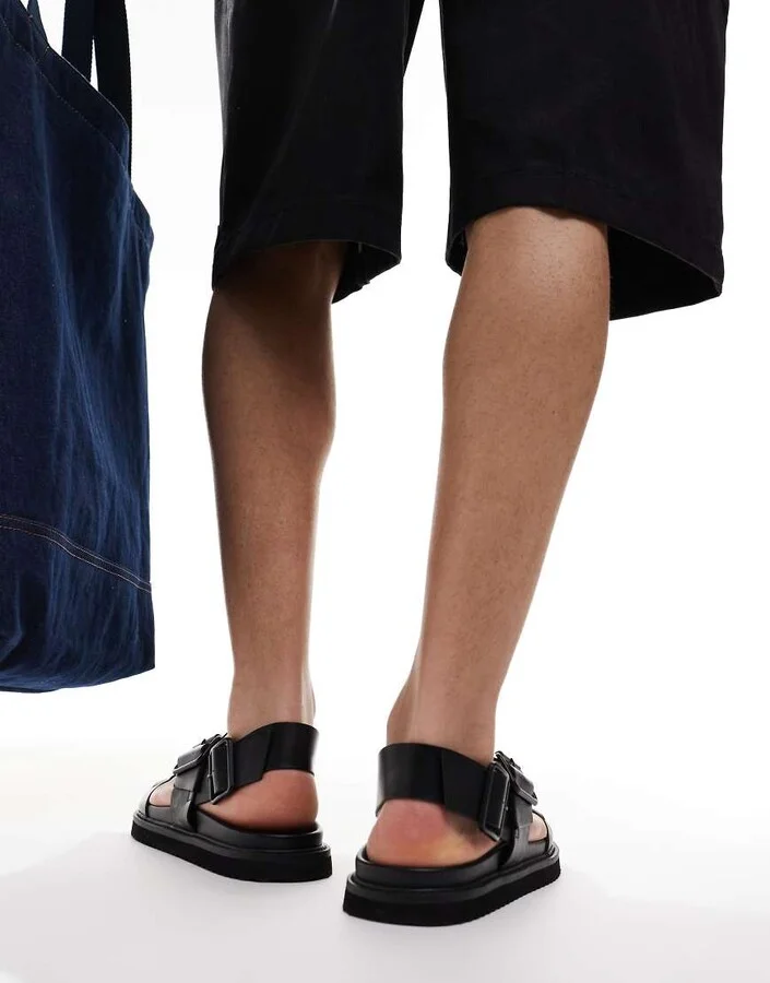 ASOS DESIGN two strap sandals in black - Image 3
