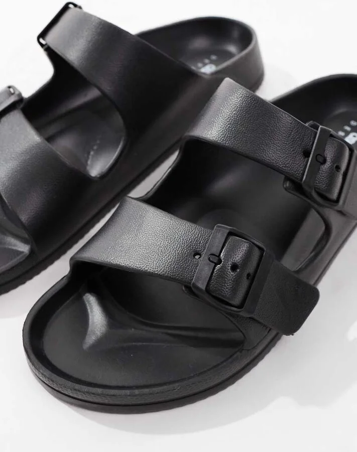 ASOS DESIGN two strap sandals in black rubber - Image 3
