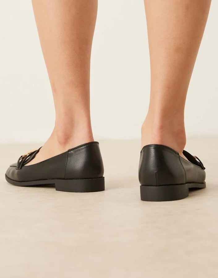ASOS DESIGN Verity loafer flat shoes with trim in black - Image 4