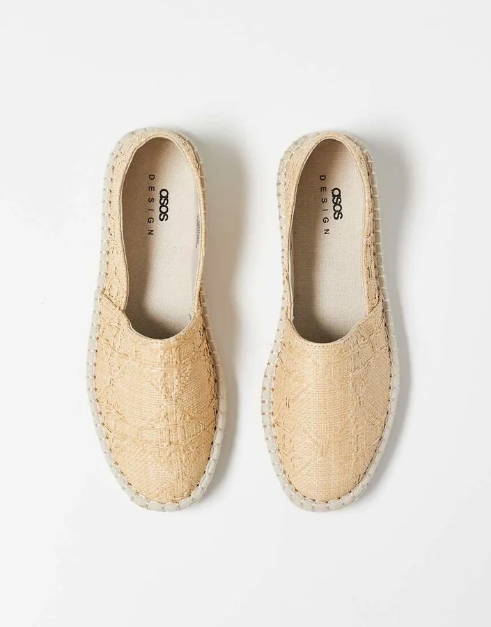 ASOS DESIGN weave espadrille in stone