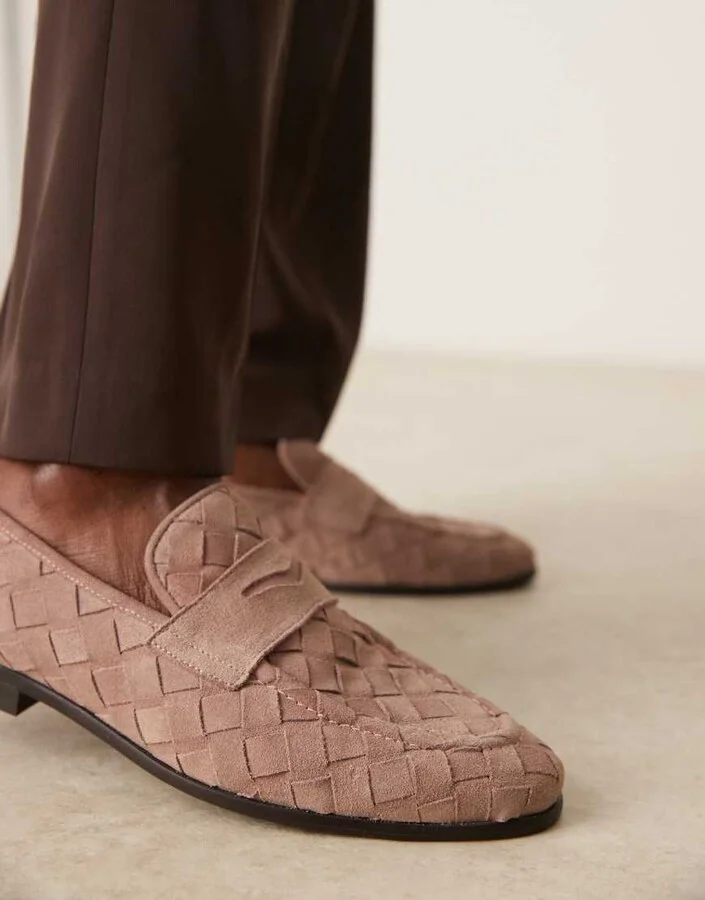 ASOS DESIGN weave loafers in pink suede - Image 2