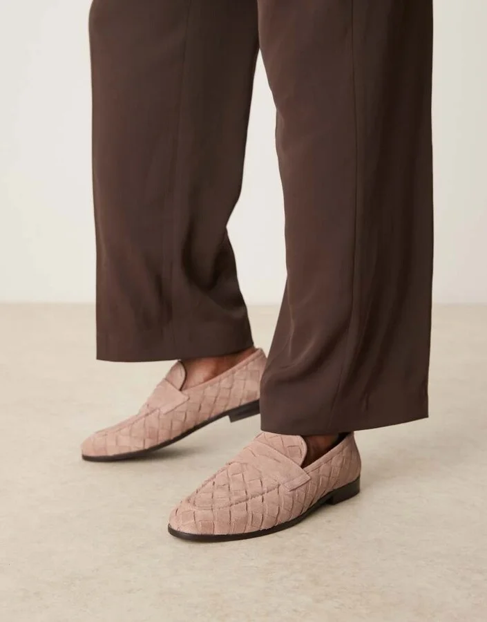 ASOS DESIGN weave loafers in pink suede - Image 4